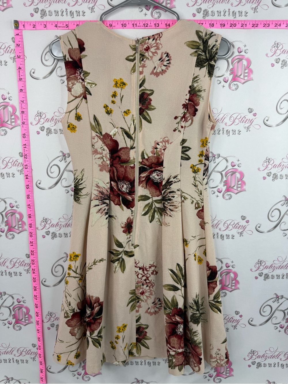 Dynamite dress flowers Cream Mini Dress with Burgundy & Green Floral Print - Picture 2 of 12